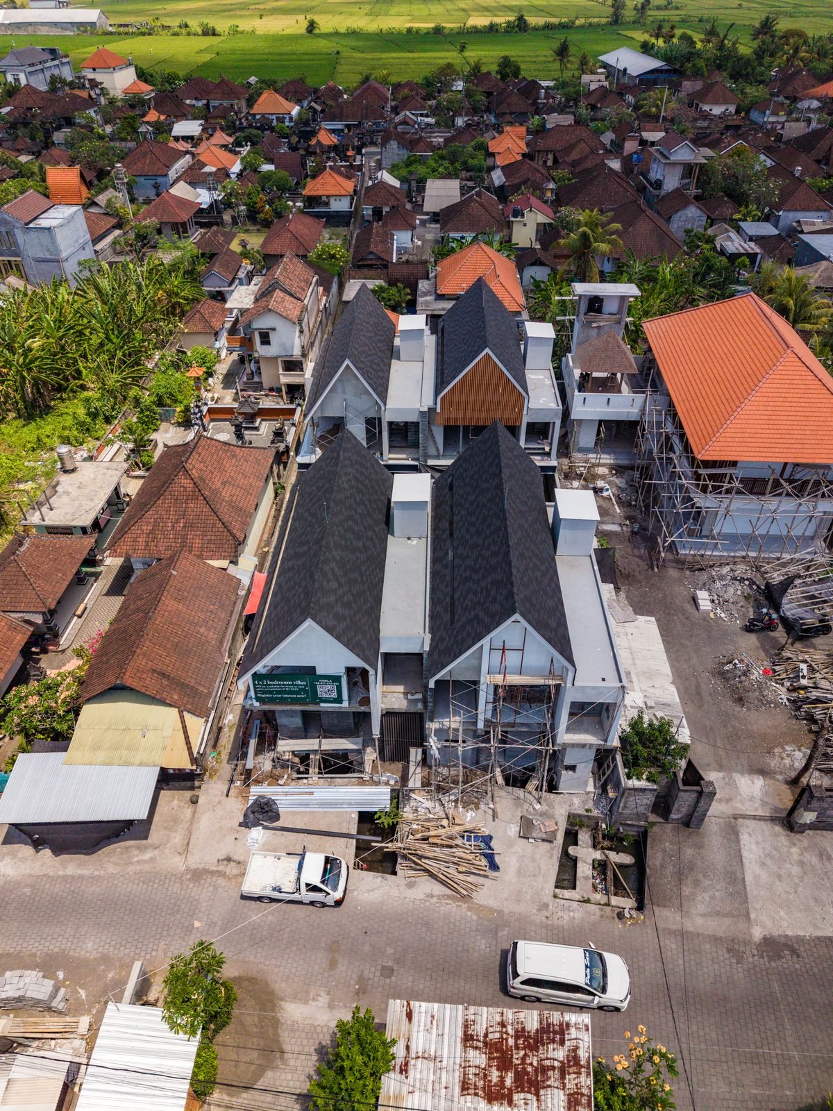 The four Four Palms villas under construction in Kedungu, photographed on 22 September 2026