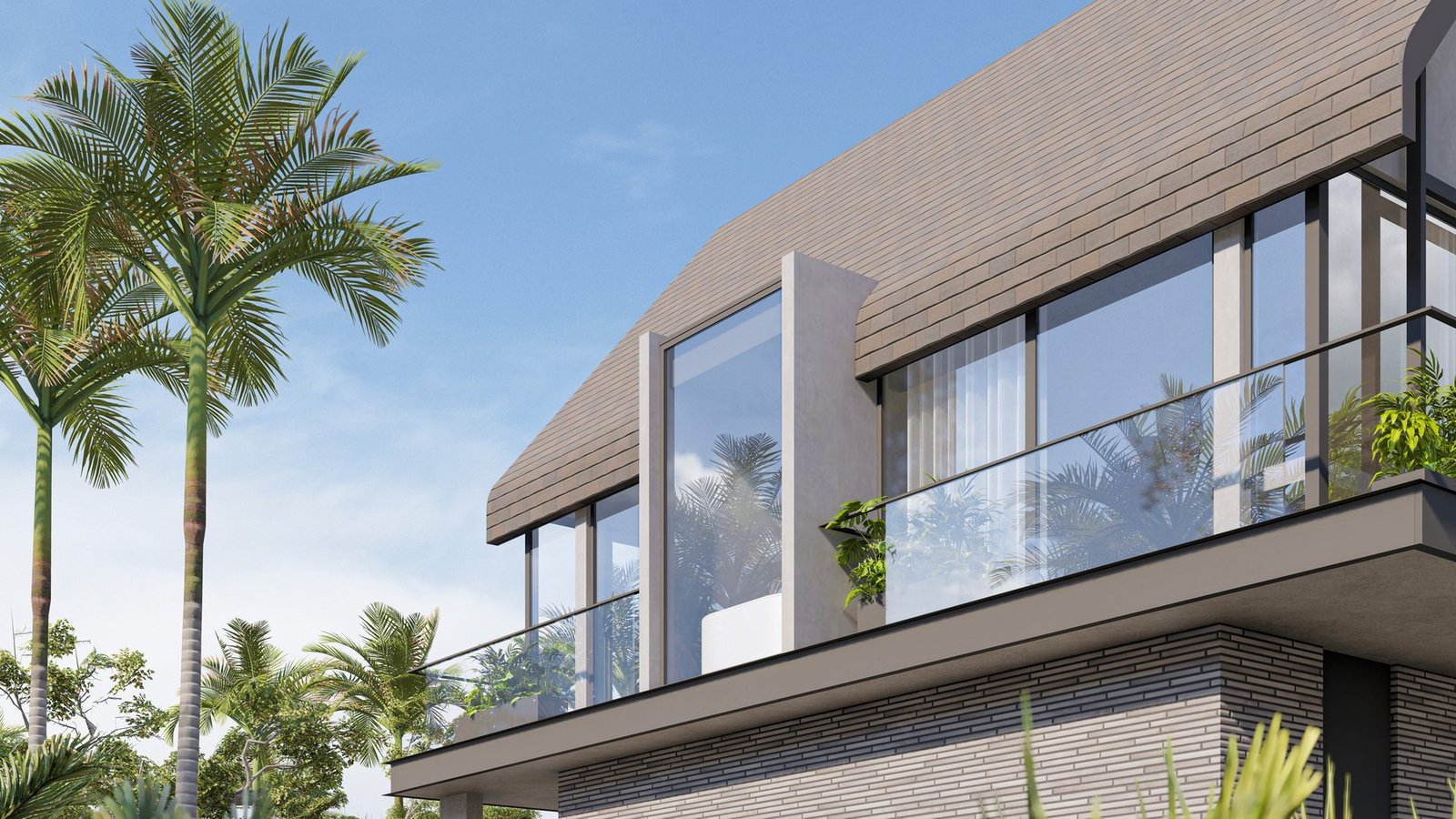 Architectural render of a Four Palms villa facade
