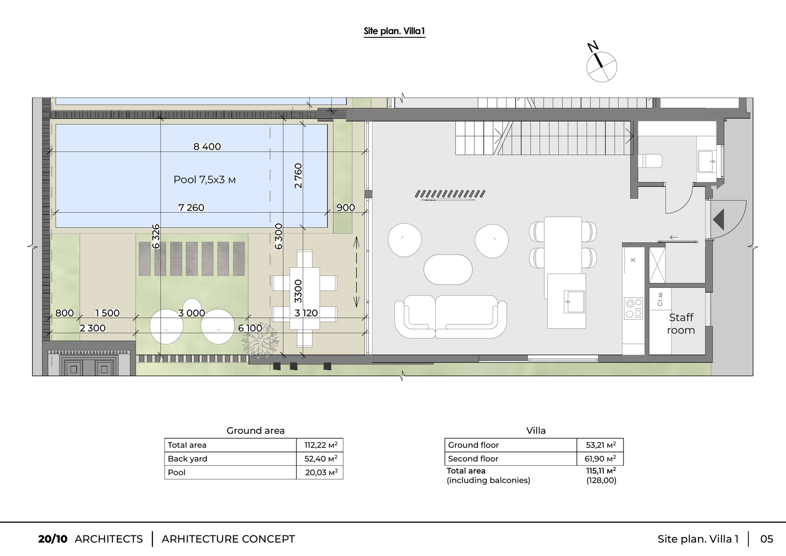 Ground floor plan of Villa 1 at Four Palms